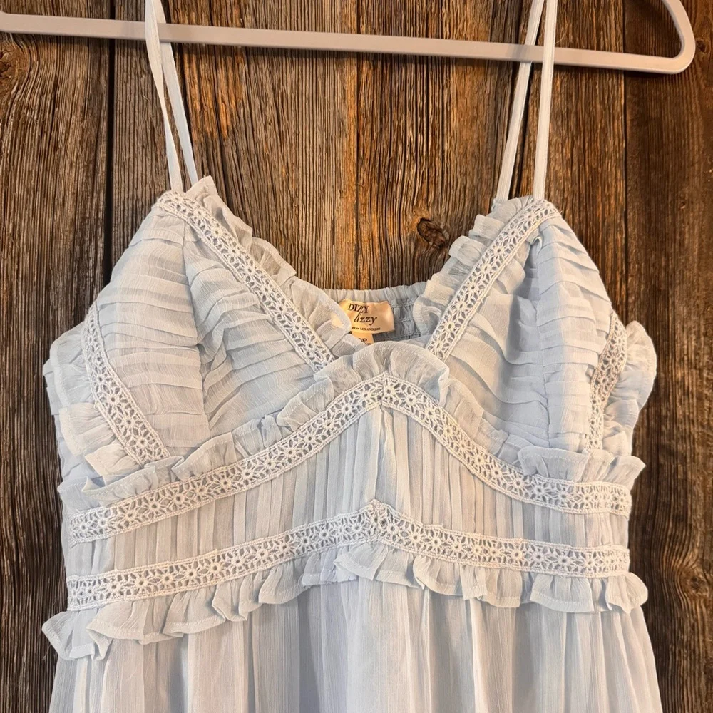 Dizzy Lizzy NWT Cottagecore Lace Tiered Sundress | Prairie Babydoll Dress - Picture 3 of 11